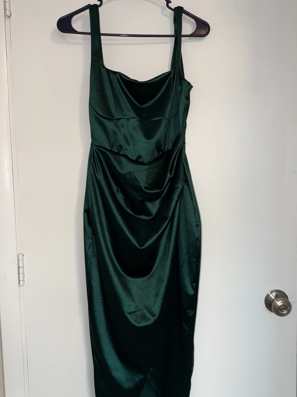 Windsor Emerald Green Satin Cowl Neck Dress